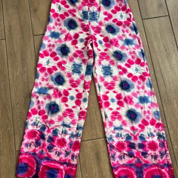 Zara Pink and Blue Wide Leg Pants - Picture 3 of 5